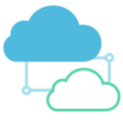 Icon Migration, Zwei Wolken verbunden durch Datenleitungen