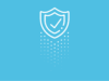 Zero-Trust-Modell Schild mit Pattern, weiß, blauer Hintergrund