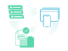 Illustration UEM Mobile Device Management, Kreislauf Darstellung: Infrastruktur und Festplatten, Mobile Geraete, Synchronisierte Dokumente und Ordner