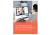 Deckblatt Microsoft 365 Einfuehrung, Frau am PC mit Headset in virtueller Teams Besprechung